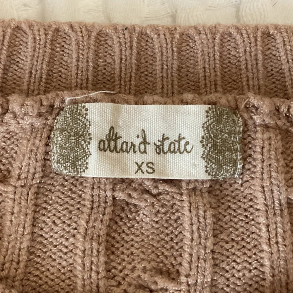 Altar'd State Cable Knit Sweater in Tan - Picture 2 of 4